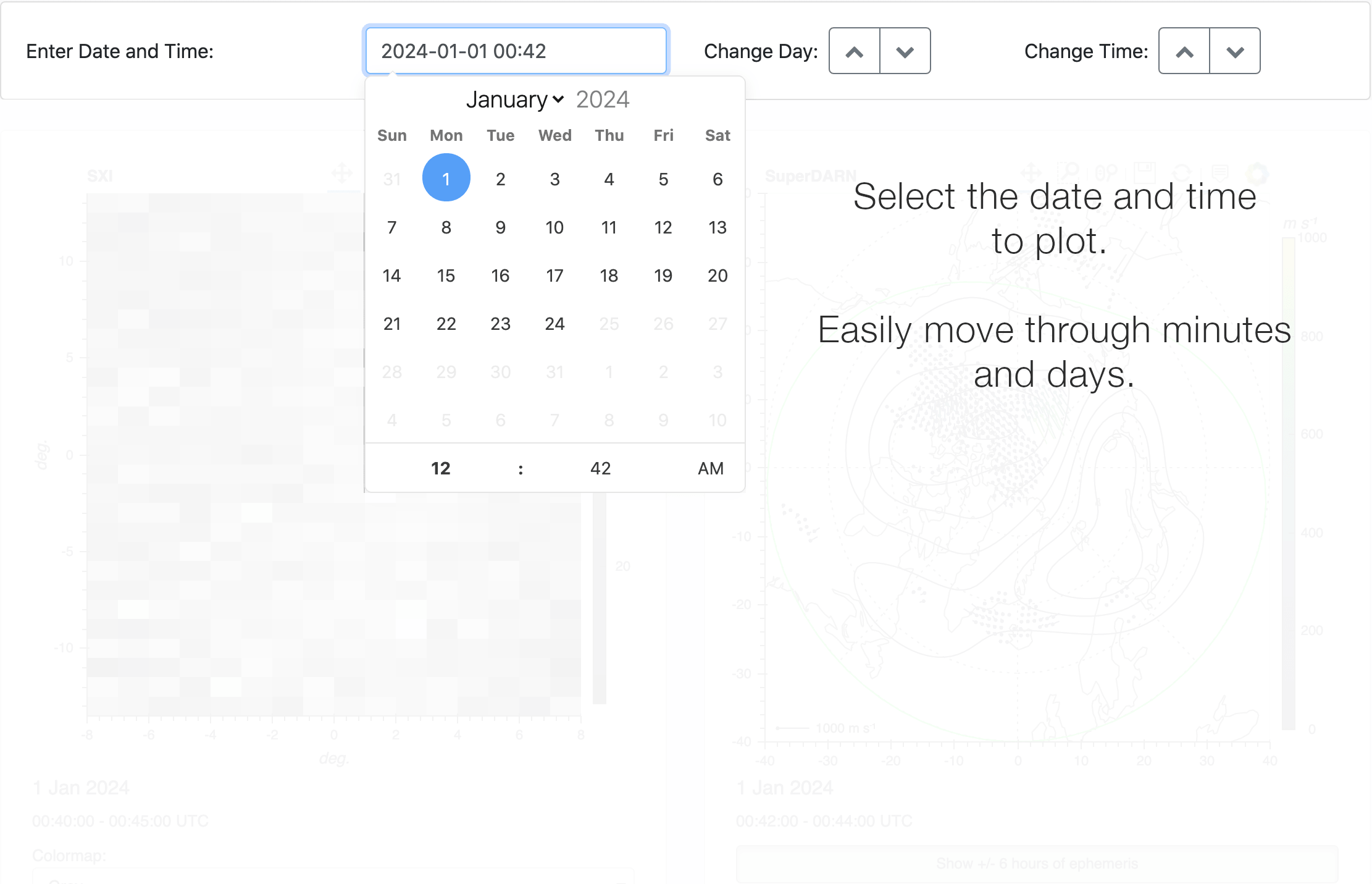 Select the date and time to plot